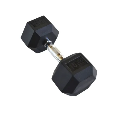 Mancuerna hexagonal engomada 15kg