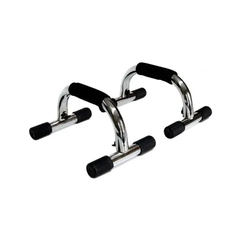 Push Up profesional de acero cromado  base  metálica (par) - 14,5 cm de alto x 25,5 largo