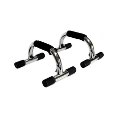 Push Up profesional de acero cromado  base  metálica (par) - 14,5 cm de alto x 25,5 largo