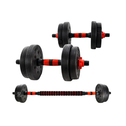 Set ajustable mancuernas + barra de 10 kg