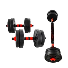Set ajustable  mancuernas + barra de 20 kg