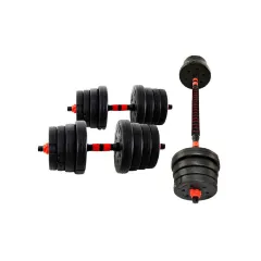 Set ajustable  mancuernas + barra de 30 kg