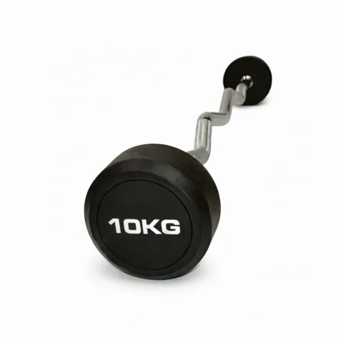 Barra curl con peso fijo engomado 10 kg