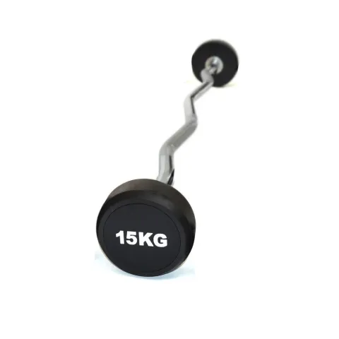 Barra curl con peso fijo engomado 15 kg