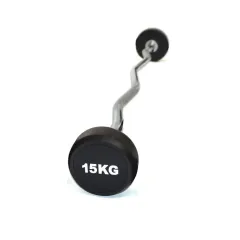 Barra curl con peso fijo engomado 15 kg