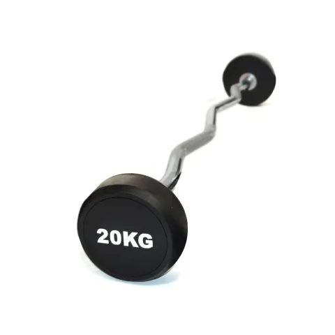 Barra curl con peso fijo engomado 20 kg