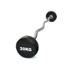 Barra curl con peso fijo engomado 20 kg