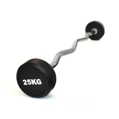 Barra curl con peso fijo engomado 25 kg