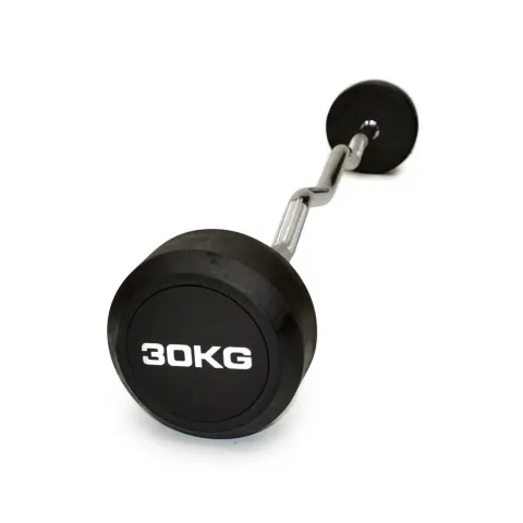 Barra curl con peso fijo engomado 30 kg