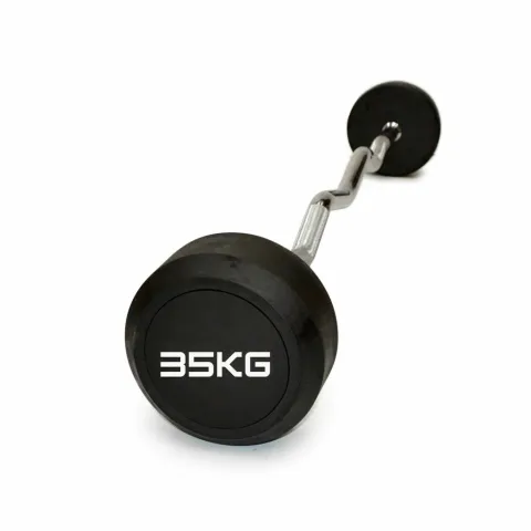 Barra curl con peso fijo engomado 35 kg