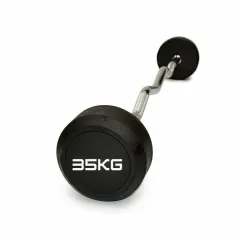 Barra curl con peso fijo engomado 35 kg