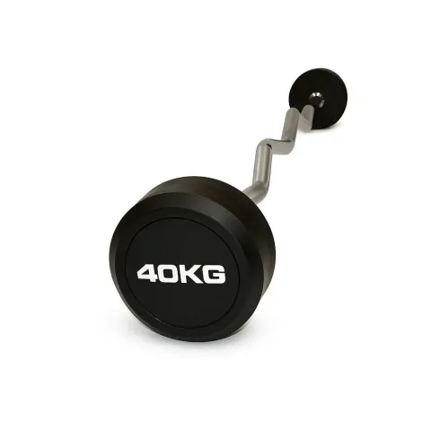 Barra curl con peso fijo engomado 40 kg