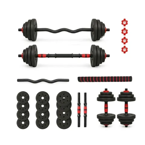 Set ajustable Barra recta + barra ez + Mancuernas  20kg