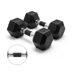 PAR de Mancuernas hexagonales engomadas 5kg con agarre engomado