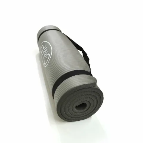 Colchoneta mat NBR caucho 10mm - con tira porta yoga-mat - GRIS