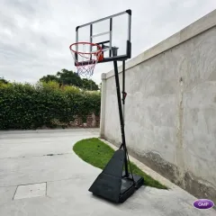 Jirafa con Tablero y aro de basquet de altura ajustable profesional