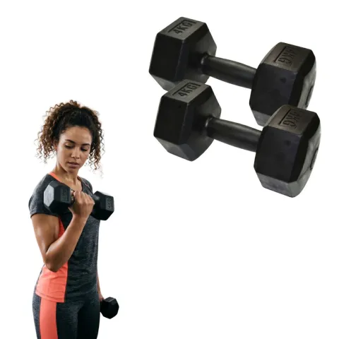 PAR Mancuerna PVC hexagonal 4kg -NEGRA
