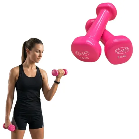 PAR Mancuerna recubierta en goma vinilica 0,5kg -ROSA