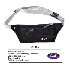 Cinturón riñonera deportiva running impermeable triple cierre