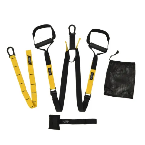 Banda de suspension tipo TRX , manijas goma reforzada text. -con soporte puerta Pro